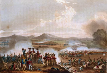 Slaget ved Talavera, 28. juli 1809, fra „The Martial Achievements of Great Britain and Her Allies from 1799 to 1815“, graveret af T. Sutherland, udgivet af J. Jenkins, 1. juni 1815